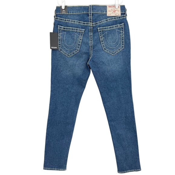 True Religion Men's Rocco Big T Stretch Skinny Abyss Blue Denim Jeans 34x32 NWT - Picture 2 of 13